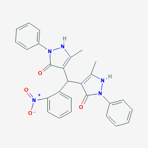 molecular formula C27H23N5O4 B413997 5-methyl-4-[(5-methyl-3-oxo-2-phenyl-1H-pyrazol-4-yl)-(2-nitrophenyl)methyl]-2-phenyl-1H-pyrazol-3-one CAS No. 205243-15-8