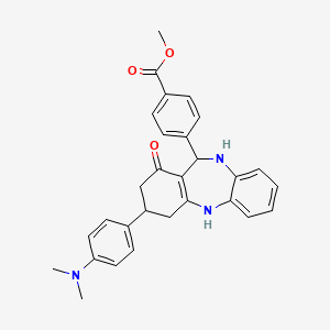molecular formula C29H29N3O3 B4139979 methyl 4-{3-[4-(dimethylamino)phenyl]-1-oxo-2,3,4,5,10,11-hexahydro-1H-dibenzo[b,e][1,4]diazepin-11-yl}benzoate 