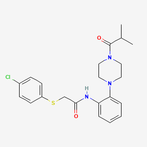 molecular formula C22H26ClN3O2S B4139992 2-[(4-chlorophenyl)thio]-N-[2-(4-isobutyryl-1-piperazinyl)phenyl]acetamide 