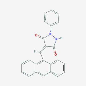 molecular formula C24H16N2O2 B414001 4-(9-Anthrylmethylene)-1-phenyl-3,5-pyrazolidinedione 