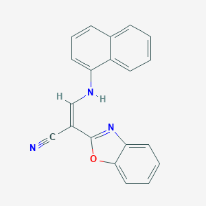 molecular formula C20H13N3O B414002 2-(1,3-Benzoxazol-2-yl)-3-(1-naphthylamino)acrylonitrile 