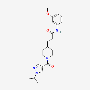 molecular formula C22H30N4O3 B4140029 3-{1-[(1-isopropyl-1H-pyrazol-4-yl)carbonyl]-4-piperidinyl}-N-(3-methoxyphenyl)propanamide 