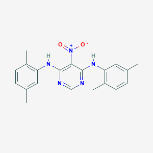 molecular formula C20H21N5O2 B414003 4,6-Bis(2,5-dimethylanilino)-5-nitropyrimidine 