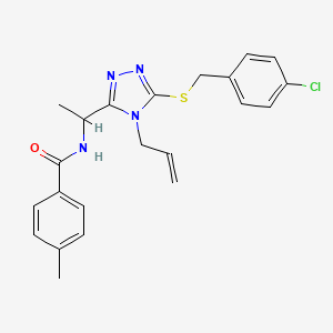 molecular formula C22H23ClN4OS B4140098 N-(1-{4-allyl-5-[(4-chlorobenzyl)thio]-4H-1,2,4-triazol-3-yl}ethyl)-4-methylbenzamide 