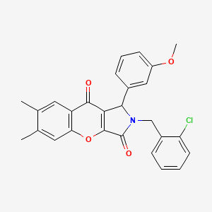 molecular formula C27H22ClNO4 B4140164 2-(2-chlorobenzyl)-1-(3-methoxyphenyl)-6,7-dimethyl-1,2-dihydrochromeno[2,3-c]pyrrole-3,9-dione 