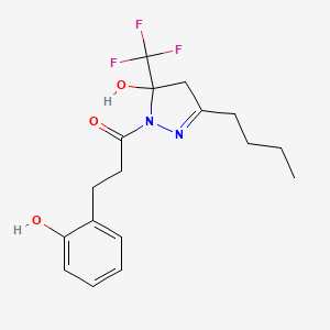 molecular formula C17H21F3N2O3 B4140186 3-butyl-1-[3-(2-hydroxyphenyl)propanoyl]-5-(trifluoromethyl)-4,5-dihydro-1H-pyrazol-5-ol 