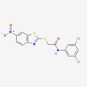 molecular formula C15H9Cl2N3O3S2 B4140198 N-(3,5-dichlorophenyl)-2-[(6-nitro-1,3-benzothiazol-2-yl)thio]acetamide 