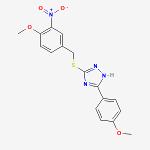 molecular formula C17H16N4O4S B4140228 3-[(4-methoxy-3-nitrobenzyl)thio]-5-(4-methoxyphenyl)-4H-1,2,4-triazole 
