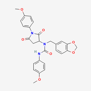 molecular formula C27H25N3O7 B4140281 N-(1,3-benzodioxol-5-ylmethyl)-N'-(4-methoxyphenyl)-N-[1-(4-methoxyphenyl)-2,5-dioxo-3-pyrrolidinyl]urea 