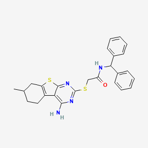 2-[(4-amino-7-methyl-5,6,7,8-tetrahydro[1]benzothieno[2,3-d]pyrimidin-2-yl)thio]-N-(diphenylmethyl)acetamide