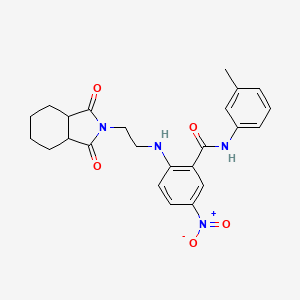 molecular formula C24H26N4O5 B4140344 2-{[2-(1,3-dioxooctahydro-2H-isoindol-2-yl)ethyl]amino}-N-(3-methylphenyl)-5-nitrobenzamide 