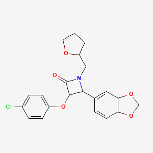 molecular formula C21H20ClNO5 B4140358 4-(1,3-benzodioxol-5-yl)-3-(4-chlorophenoxy)-1-(tetrahydro-2-furanylmethyl)-2-azetidinone 