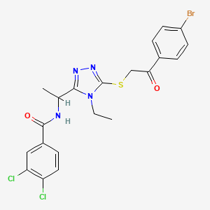 molecular formula C21H19BrCl2N4O2S B4140381 N-[1-(5-{[2-(4-bromophenyl)-2-oxoethyl]thio}-4-ethyl-4H-1,2,4-triazol-3-yl)ethyl]-3,4-dichlorobenzamide 