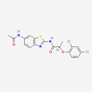 molecular formula C18H15Cl2N3O3S B4140389 N-[6-(acetylamino)-1,3-benzothiazol-2-yl]-2-(2,4-dichlorophenoxy)propanamide 