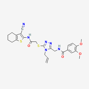 molecular formula C26H28N6O4S2 B4140396 N-{[4-allyl-5-({2-[(3-cyano-4,5,6,7-tetrahydro-1-benzothien-2-yl)amino]-2-oxoethyl}thio)-4H-1,2,4-triazol-3-yl]methyl}-3,4-dimethoxybenzamide 