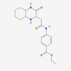 molecular formula C19H25N3O4 B4140402 ethyl 4-{[(3-oxodecahydro-2-quinoxalinyl)acetyl]amino}benzoate 