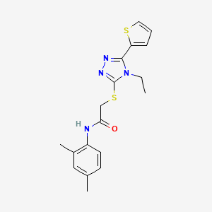 molecular formula C18H20N4OS2 B4140459 N-(2,4-dimethylphenyl)-2-{[4-ethyl-5-(2-thienyl)-4H-1,2,4-triazol-3-yl]thio}acetamide 