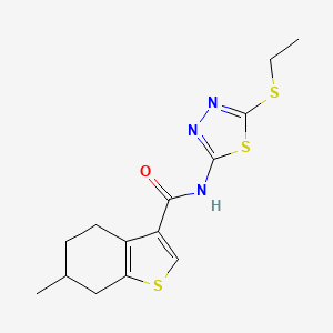 molecular formula C14H17N3OS3 B4140495 N-[5-(ethylthio)-1,3,4-thiadiazol-2-yl]-6-methyl-4,5,6,7-tetrahydro-1-benzothiophene-3-carboxamide 