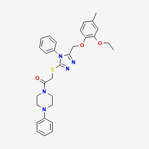 molecular formula C30H33N5O3S B4140513 1-[({5-[(2-ethoxy-4-methylphenoxy)methyl]-4-phenyl-4H-1,2,4-triazol-3-yl}thio)acetyl]-4-phenylpiperazine 