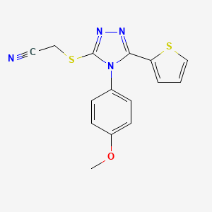 molecular formula C15H12N4OS2 B4140531 {[4-(4-methoxyphenyl)-5-(2-thienyl)-4H-1,2,4-triazol-3-yl]thio}acetonitrile 