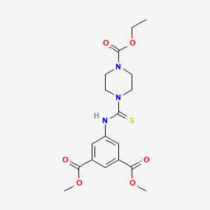 molecular formula C18H23N3O6S B4140570 dimethyl 5-({[4-(ethoxycarbonyl)-1-piperazinyl]carbonothioyl}amino)isophthalate 