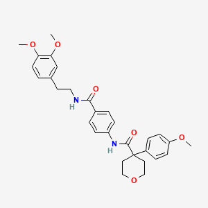 molecular formula C30H34N2O6 B4140587 N-[4-({[2-(3,4-dimethoxyphenyl)ethyl]amino}carbonyl)phenyl]-4-(4-methoxyphenyl)tetrahydro-2H-pyran-4-carboxamide 