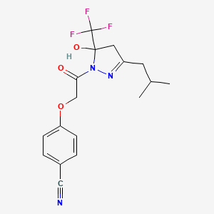 molecular formula C17H18F3N3O3 B4140610 4-{2-[5-hydroxy-3-isobutyl-5-(trifluoromethyl)-4,5-dihydro-1H-pyrazol-1-yl]-2-oxoethoxy}benzonitrile 