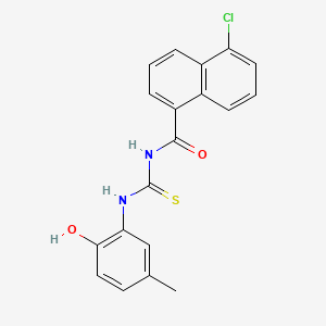 molecular formula C19H15ClN2O2S B4140637 5-chloro-N-{[(2-hydroxy-5-methylphenyl)amino]carbonothioyl}-1-naphthamide 
