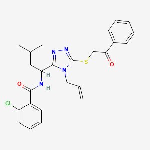 molecular formula C25H27ClN4O2S B4140644 N-(1-{4-allyl-5-[(2-oxo-2-phenylethyl)thio]-4H-1,2,4-triazol-3-yl}-3-methylbutyl)-2-chlorobenzamide 