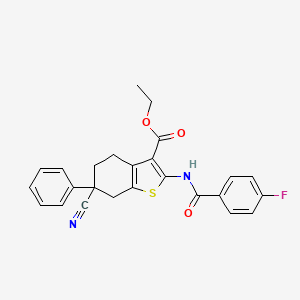 molecular formula C25H21FN2O3S B4140651 ethyl 6-cyano-2-[(4-fluorobenzoyl)amino]-6-phenyl-4,5,6,7-tetrahydro-1-benzothiophene-3-carboxylate 