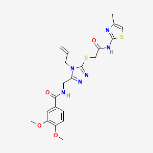 molecular formula C21H24N6O4S2 B4140655 N-{[4-allyl-5-({2-[(4-methyl-1,3-thiazol-2-yl)amino]-2-oxoethyl}thio)-4H-1,2,4-triazol-3-yl]methyl}-3,4-dimethoxybenzamide 