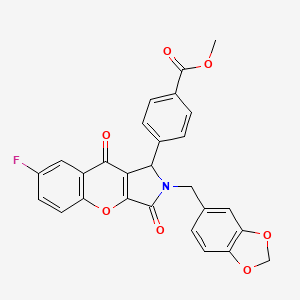 molecular formula C27H18FNO7 B4140662 methyl 4-[2-(1,3-benzodioxol-5-ylmethyl)-7-fluoro-3,9-dioxo-1,2,3,9-tetrahydrochromeno[2,3-c]pyrrol-1-yl]benzoate 