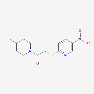 molecular formula C13H17N3O3S B4140673 2-{[2-(4-methyl-1-piperidinyl)-2-oxoethyl]thio}-5-nitropyridine 