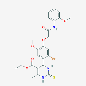molecular formula C24H26BrN3O6S B4140681 ethyl 4-(2-bromo-5-methoxy-4-{2-[(2-methoxyphenyl)amino]-2-oxoethoxy}phenyl)-6-methyl-2-thioxo-1,2,3,4-tetrahydro-5-pyrimidinecarboxylate 
