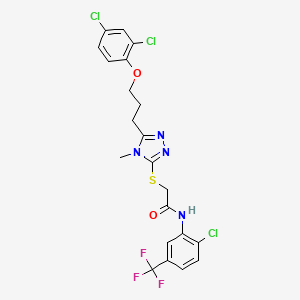 molecular formula C21H18Cl3F3N4O2S B4140689 N-[2-chloro-5-(trifluoromethyl)phenyl]-2-({5-[3-(2,4-dichlorophenoxy)propyl]-4-methyl-4H-1,2,4-triazol-3-yl}thio)acetamide 