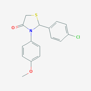 molecular formula C16H14ClNO2S B414069 2-(4-Chlorophenyl)-3-(4-methoxyphenyl)-1,3-thiazolidin-4-one CAS No. 301227-93-0
