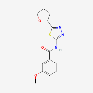 molecular formula C14H15N3O3S B4140698 3-methoxy-N-[5-(tetrahydro-2-furanyl)-1,3,4-thiadiazol-2-yl]benzamide 