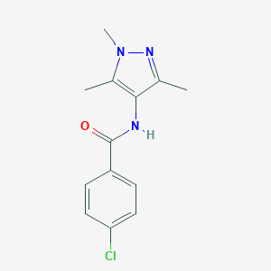 molecular formula C13H14ClN3O B414071 4-chloro-N-(1,3,5-trimethyl-1H-pyrazol-4-yl)benzamide 