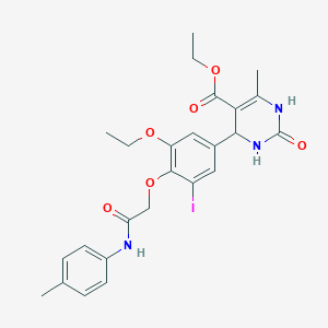 molecular formula C25H28IN3O6 B4140729 ethyl 4-(3-ethoxy-5-iodo-4-{2-[(4-methylphenyl)amino]-2-oxoethoxy}phenyl)-6-methyl-2-oxo-1,2,3,4-tetrahydro-5-pyrimidinecarboxylate 
