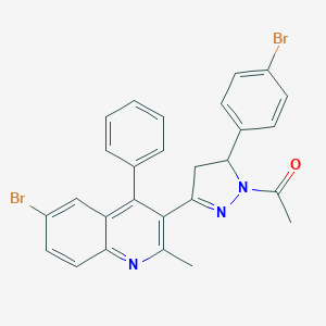 molecular formula C27H21Br2N3O B414075 1-(3-(6-bromo-2-methyl-4-phenylquinolin-3-yl)-5-(4-bromophenyl)-4,5-dihydro-1H-pyrazol-1-yl)ethanone CAS No. 330663-00-8