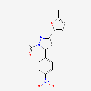 molecular formula C16H15N3O4 B4140759 1-acetyl-3-(5-methyl-2-furyl)-5-(4-nitrophenyl)-4,5-dihydro-1H-pyrazole 
