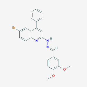 molecular formula C24H20BrN3O2 B414078 3,4-Dimethoxybenzaldehyde (6-bromo-4-phenyl-2-quinolinyl)hydrazone 