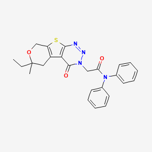 molecular formula C25H24N4O3S B4140799 2-(6-ethyl-6-methyl-4-oxo-5,8-dihydro-4H-pyrano[4',3':4,5]thieno[2,3-d][1,2,3]triazin-3(6H)-yl)-N,N-diphenylacetamide 