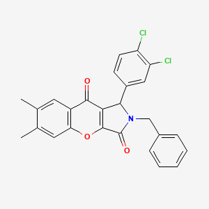 molecular formula C26H19Cl2NO3 B4140807 2-benzyl-1-(3,4-dichlorophenyl)-6,7-dimethyl-1,2-dihydrochromeno[2,3-c]pyrrole-3,9-dione 