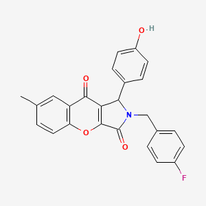 molecular formula C25H18FNO4 B4140818 2-(4-fluorobenzyl)-1-(4-hydroxyphenyl)-7-methyl-1,2-dihydrochromeno[2,3-c]pyrrole-3,9-dione 