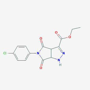 molecular formula C14H12ClN3O4 B414082 Ethyl 5-(4-chlorophenyl)-4,6-dioxo-1,3a,4,5,6,6a-hexahydropyrrolo[3,4-c]pyrazole-3-carboxylate CAS No. 321522-07-0