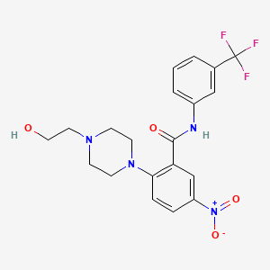 molecular formula C20H21F3N4O4 B4140838 2-[4-(2-hydroxyethyl)-1-piperazinyl]-5-nitro-N-[3-(trifluoromethyl)phenyl]benzamide 