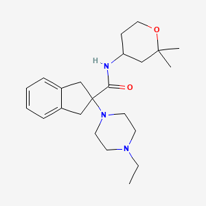 molecular formula C23H35N3O2 B4140839 N-(2,2-dimethyltetrahydro-2H-pyran-4-yl)-2-(4-ethyl-1-piperazinyl)-2-indanecarboxamide 