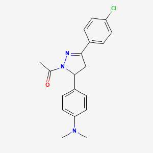 molecular formula C19H20ClN3O B4140879 4-[1-acetyl-3-(4-chlorophenyl)-4,5-dihydro-1H-pyrazol-5-yl]-N,N-dimethylaniline 