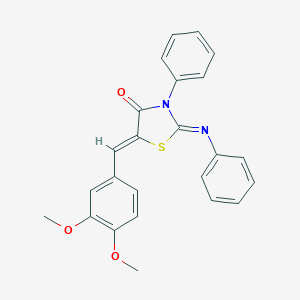 molecular formula C24H20N2O3S B414088 5-(3,4-Dimethoxybenzylidene)-3-phenyl-2-(phenylimino)-1,3-thiazolidin-4-one 